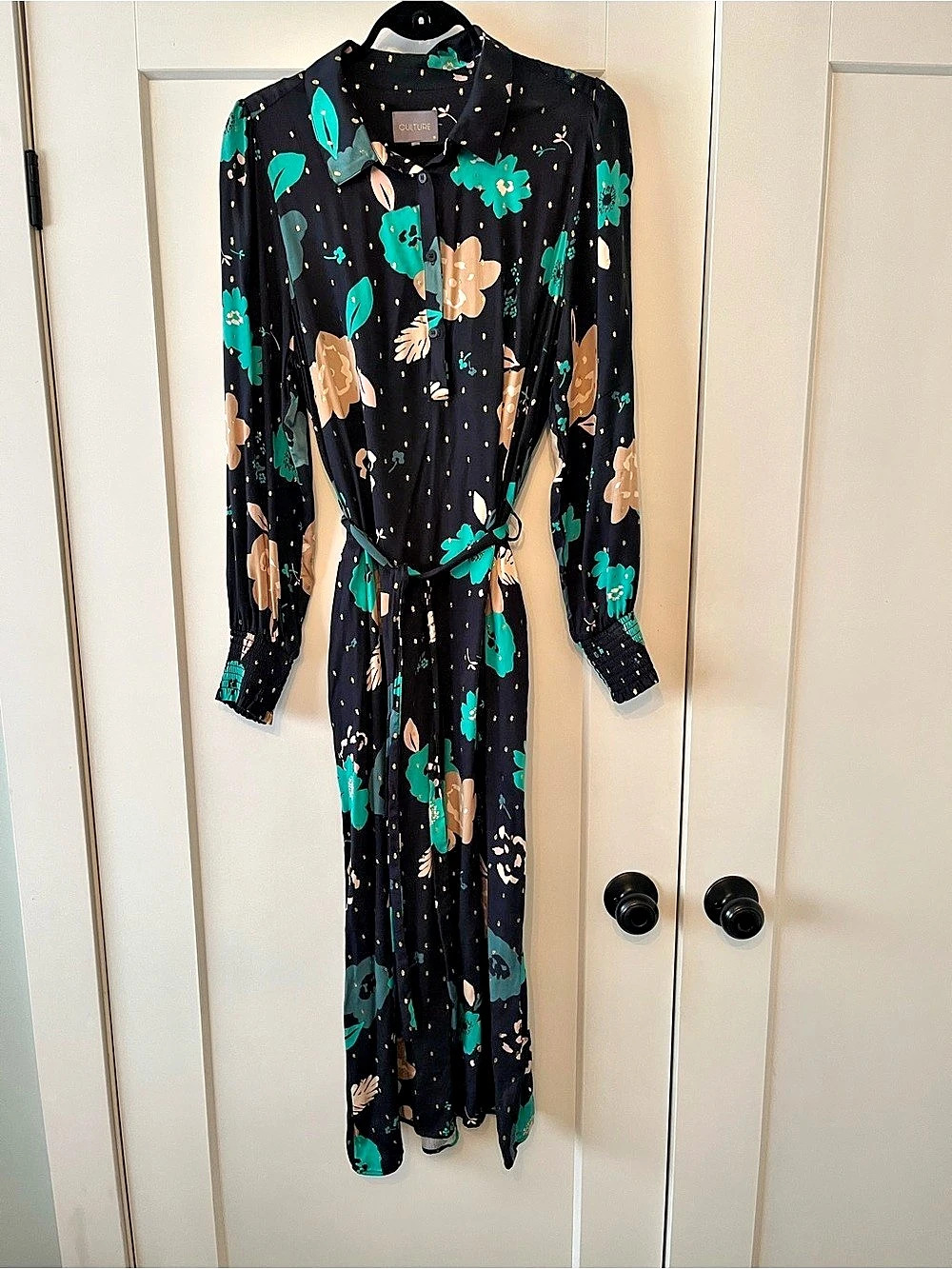 CULTURE Floral Maxi Dress Black & Green Large